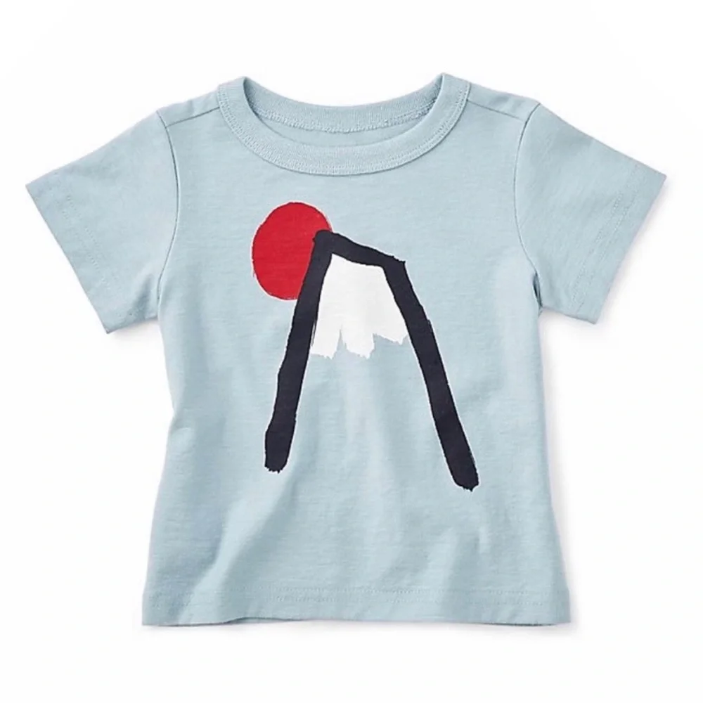 Tea Collection Baby Toddler Boys Mount Fuji Graphic Short Sleeve Tee Shirt - Picture 1 of 12